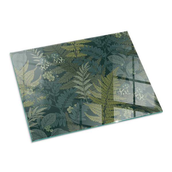 Rectangular glass hearth for wood stove Plant patterns with butterflies