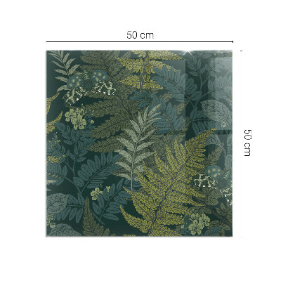 Rectangular glass hearth for wood stove Plant patterns with butterflies