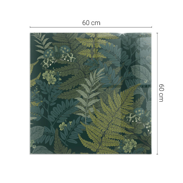 Rectangular glass hearth for wood stove Plant patterns with butterflies