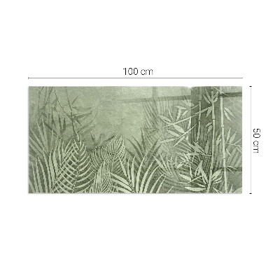 Rectangular glass hearth Tropical leaves on the background
