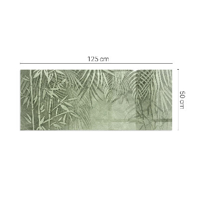 Rectangular glass hearth Tropical leaves on the background