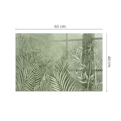 Rectangular glass hearth Tropical leaves on the background