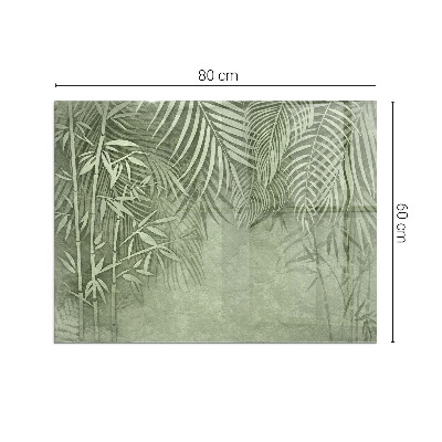 Rectangular glass hearth Tropical leaves on the background
