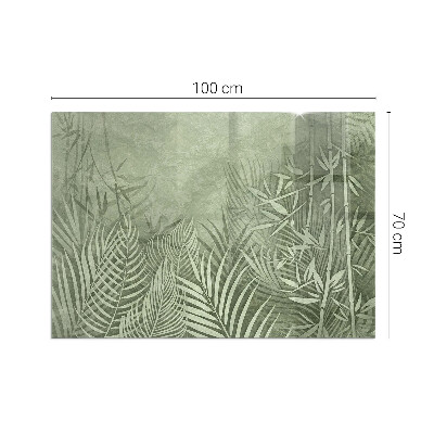Rectangular glass hearth Tropical leaves on the background
