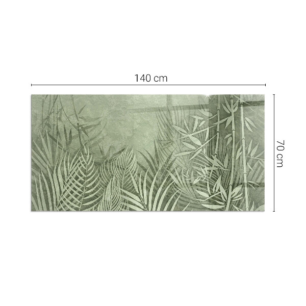 Rectangular glass hearth Tropical leaves on the background