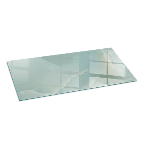 Rectangular tempered glass hearth Marble motif in subtle tones