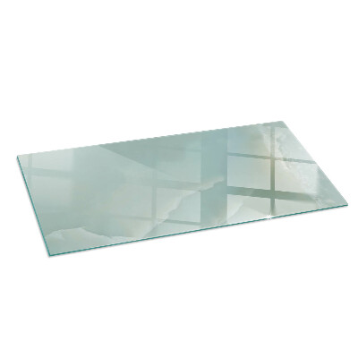 Rectangular tempered glass hearth Marble motif in subtle tones