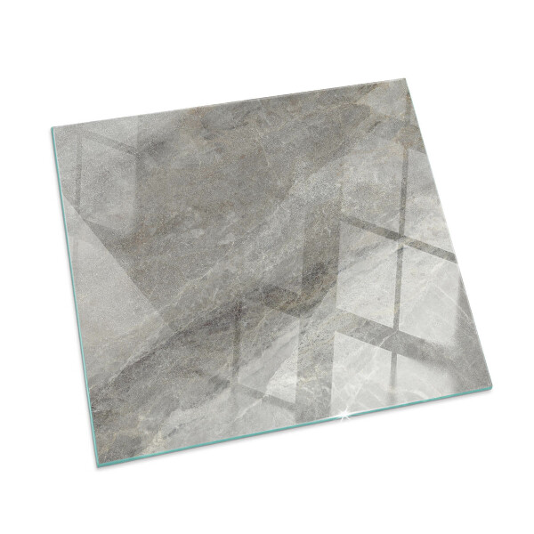Rectangular tempered glass hearth Stone-inspired pattern