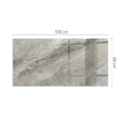 Rectangular tempered glass hearth Stone-inspired pattern