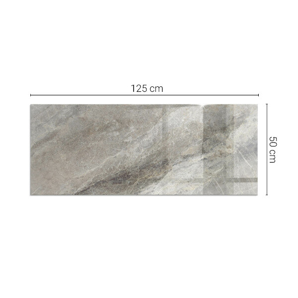 Rectangular tempered glass hearth Stone-inspired pattern