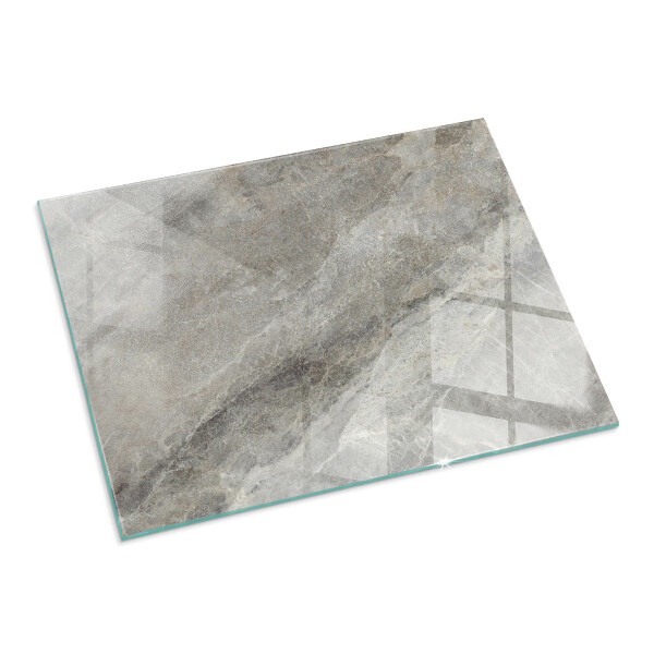 Rectangular tempered glass hearth Stone-inspired pattern