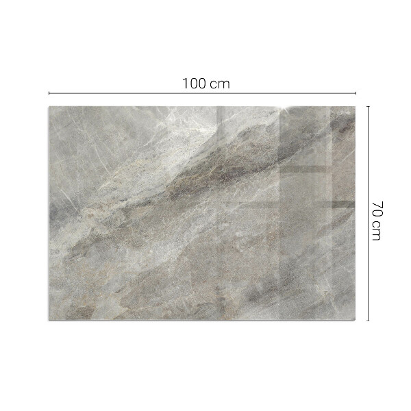Rectangular tempered glass hearth Stone-inspired pattern
