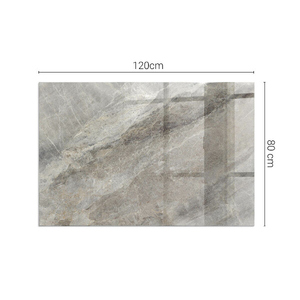 Rectangular tempered glass hearth Stone-inspired pattern