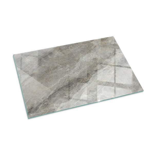 Rectangular tempered glass hearth Stone-inspired pattern