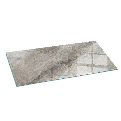 Rectangular tempered glass hearth Stone-inspired pattern