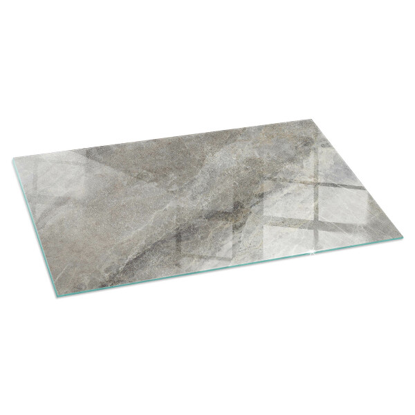 Rectangular tempered glass hearth Stone-inspired pattern