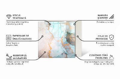 Rectangular tempered glass hearth Stone-inspired pattern