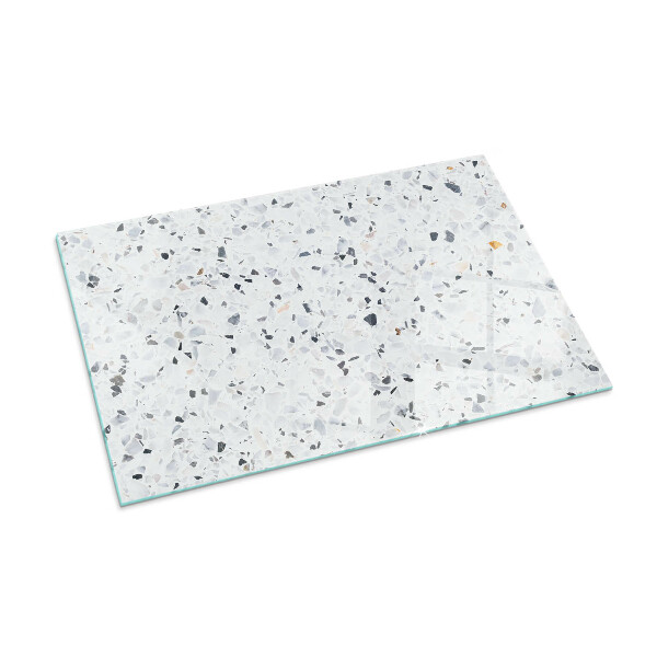 Rectangular tempered glass hearth Stone pattern with small accents