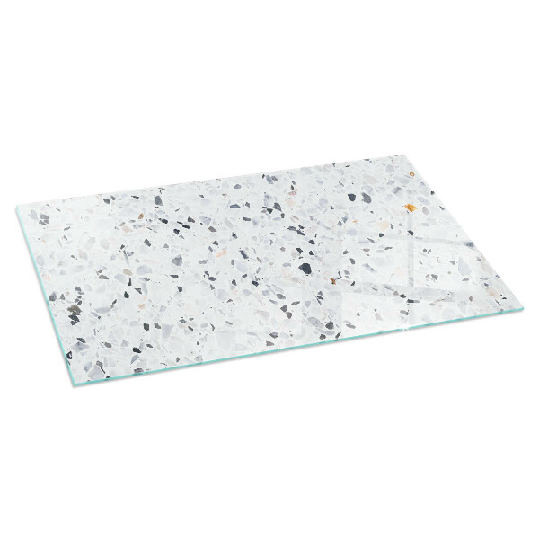 Rectangular tempered glass hearth Stone pattern with small accents