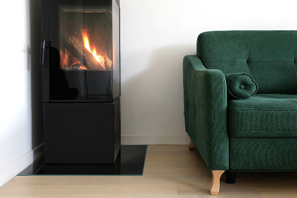 Rectangular tempered glass hearth Color Black