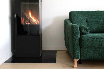 Rectangular tempered glass hearth Color Black