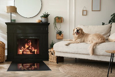 Rectangular tempered glass hearth Color Black