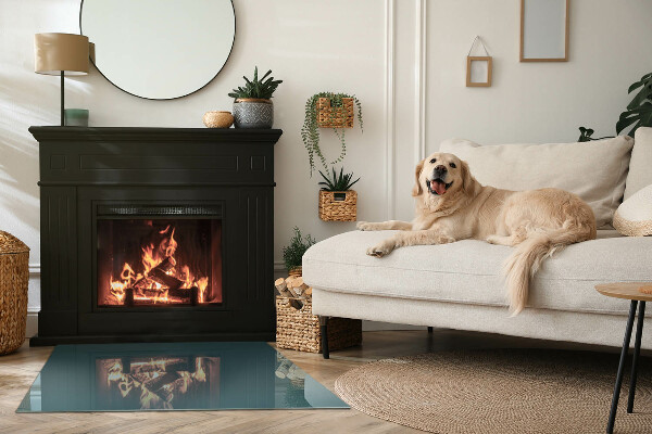 Rectangular glass hearth for wood stove Sea Color