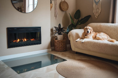 Rectangular glass hearth for wood stove Sea Color