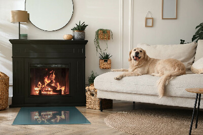 Rectangular glass hearth for wood stove Sea Color