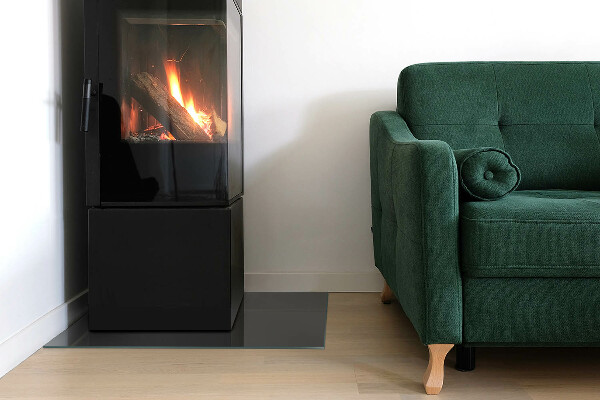 Rectangular glass hearth Color: Gray-brown