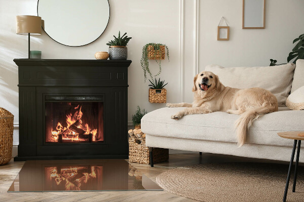 Rectangular tempered glass hearth Color Brown