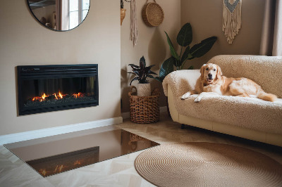 Rectangular tempered glass hearth Color Brown