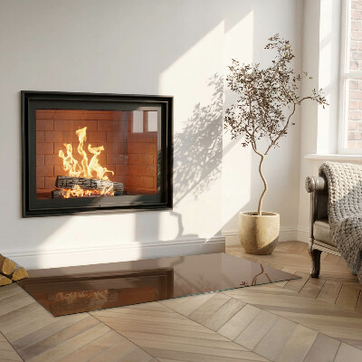 Rectangular tempered glass hearth Color Brown