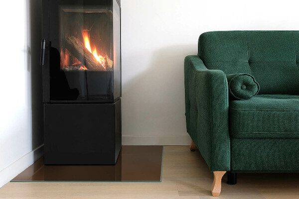 Rectangular tempered glass hearth Color Brown