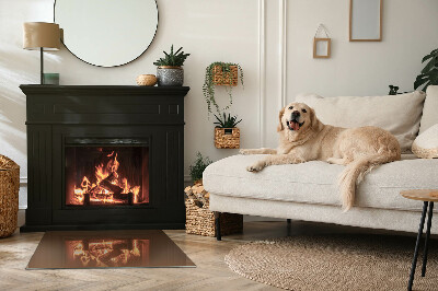 Rectangular tempered glass hearth Color Brown