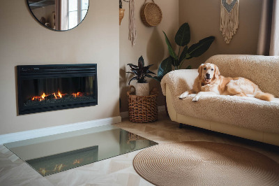 Rectangular glass hearth Olive color