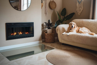 Rectangular glass hearth Olive color