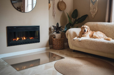 Rectangular glass hearth for wood stove Color Brown