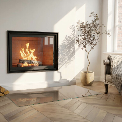 Rectangular glass hearth for wood stove Color Brown