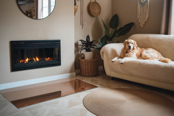 Rectangular tempered glass hearth Color Brown