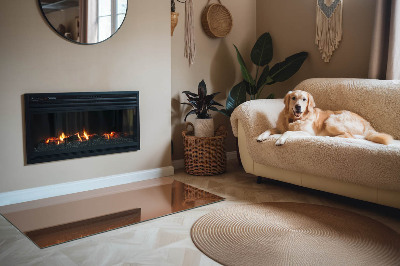 Rectangular tempered glass hearth Color Brown