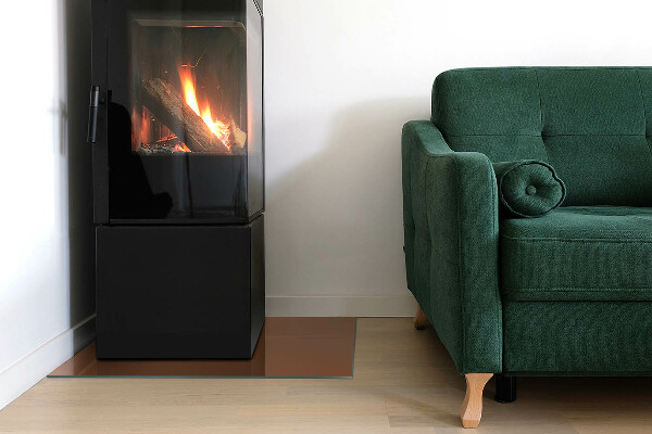 Rectangular tempered glass hearth Color Brown