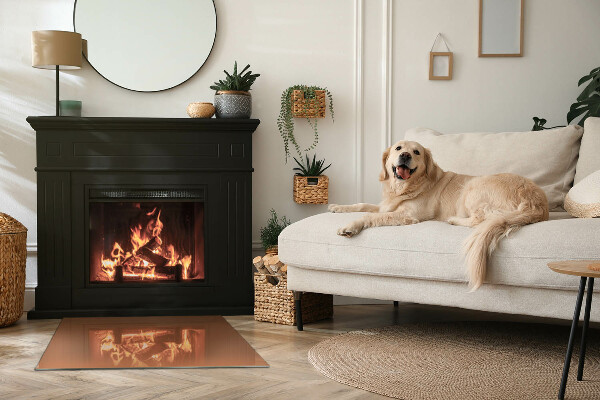 Rectangular tempered glass hearth Color Brown