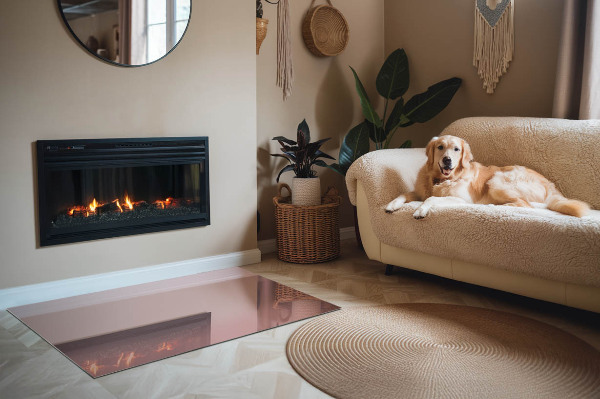 Rectangular tempered glass hearth Color Pink