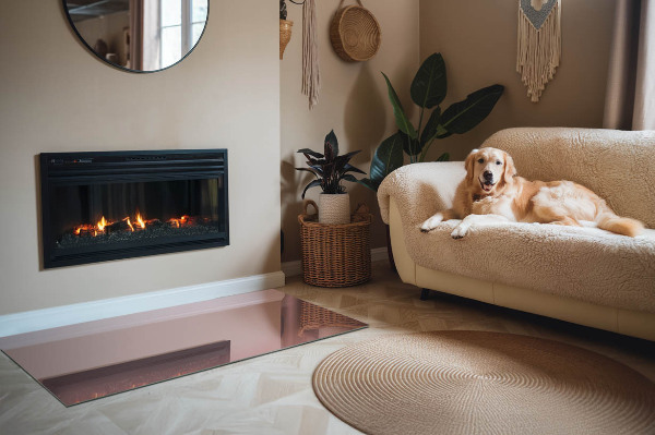 Rectangular tempered glass hearth Color Pink