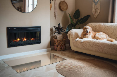 Rectangular glass hearth for wood stove Color Beige