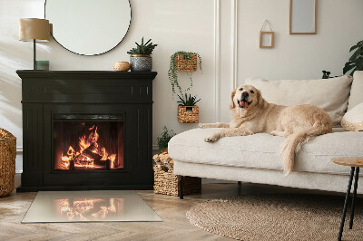 Rectangular glass hearth for wood stove Color Beige