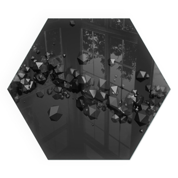 Hexagonal glass hearth Abstract cloud forms in solids