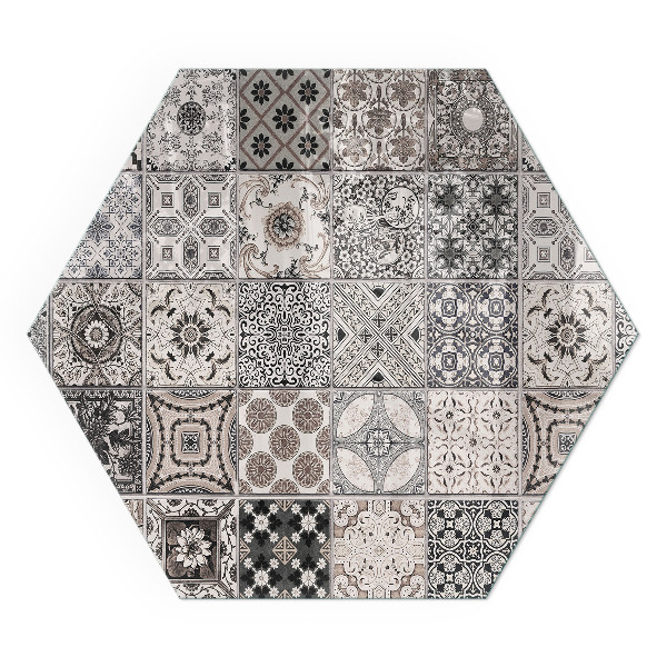 Hexagonal glass hearth for log burner Tiled decorative patterns