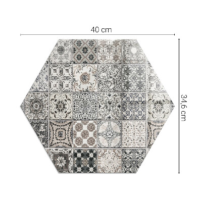 Hexagonal glass hearth for log burner Tiled decorative patterns